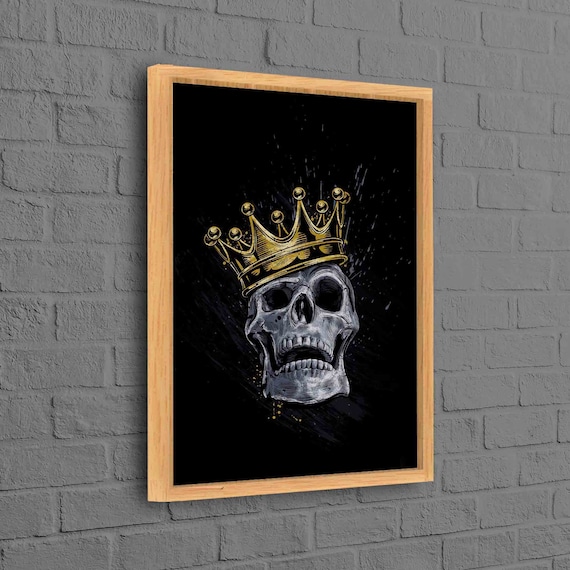 Skull King, Skeleton Art Canvas, Skull King Wall Decor, Black and Gold Art Canvas, Modern Canvas Art, Abstract Canvas Decor,
