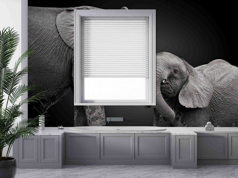 Buy Elephant Baby and Mom Wall Print, Wild Wall Decals, Animal Wall