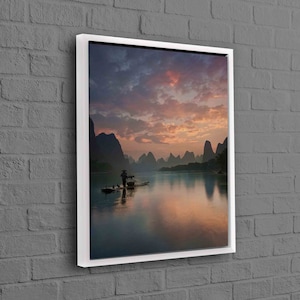 Paisaje de Guilin, China, paisaje natural impreso, arte en lienzo de paisaje chino, obra de arte de Guilin, póster de China, impresión en lienzo de paisaje,