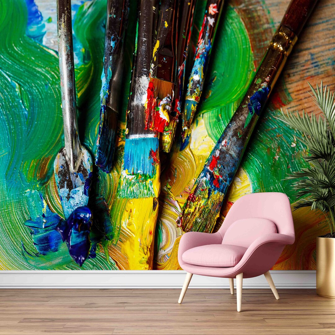 Buy Colorful Brush Stroke Digital Paper, Painter Brushes Paper Craft