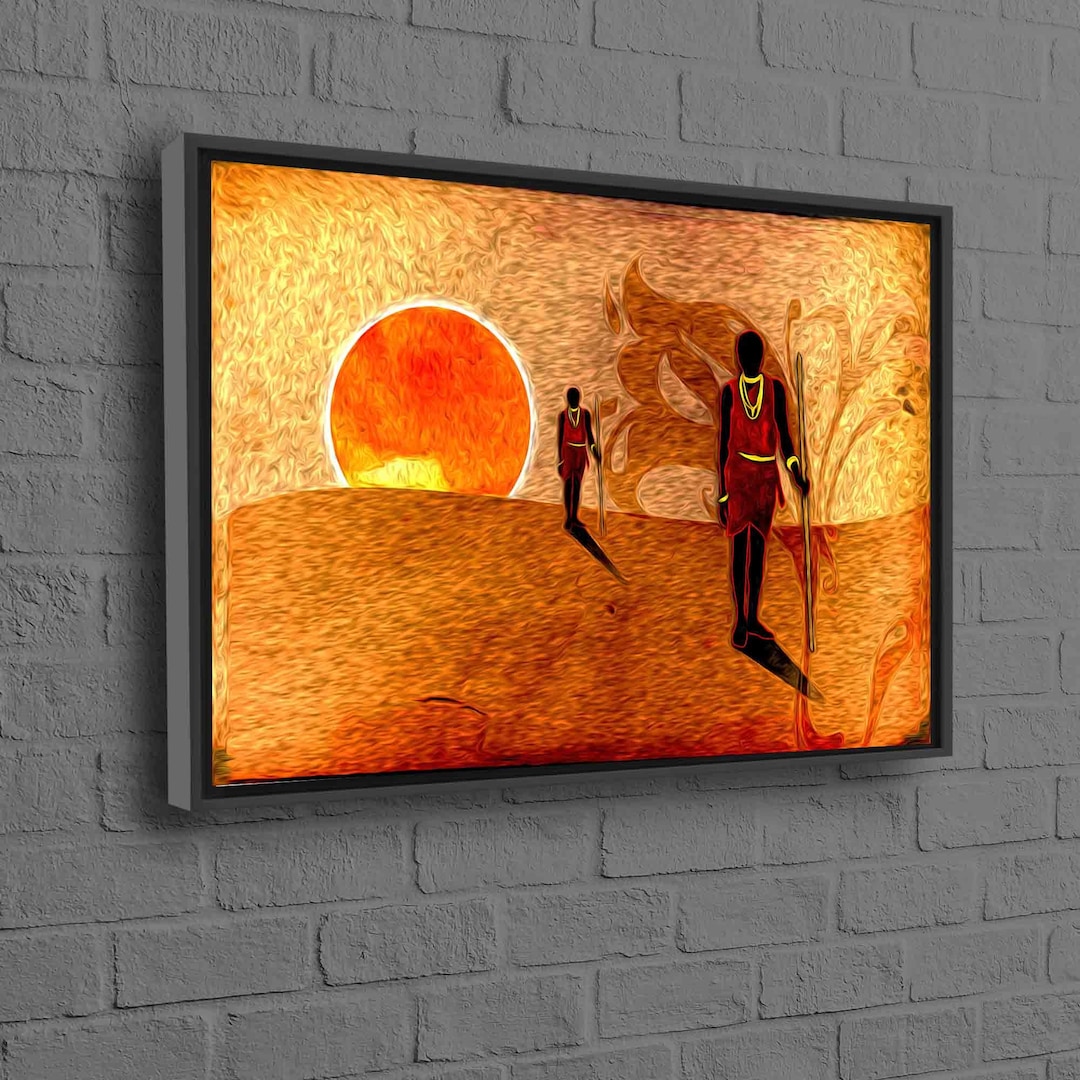 Two African in Desert African Landscape Wall Art Abstract Etsy