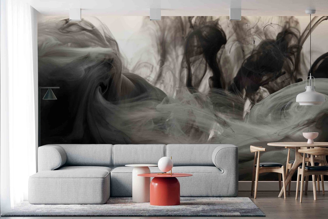 Loft Wall Art, Black and Gray Wall Mural, Abstract Black Wall Print
