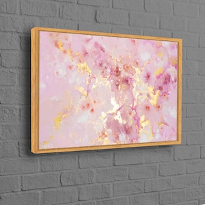 Pink Wall Art, Pink Marble Canvas, Pink and Gold Marble, Gold Canvas, Gold Frame Canvas, Luxury Wall Decor, Abstract Wall Art, Modern Canvas