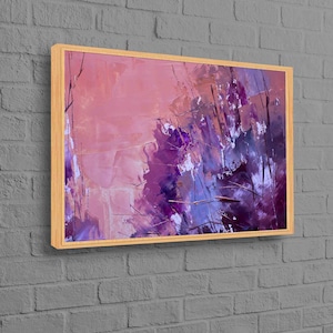 Lienzo moderno, arte en lienzo rosa, impresión acrílica, arte mural contemporáneo, lienzo abstracto, lienzo rosa y morado, póster morado, decoración en lienzo