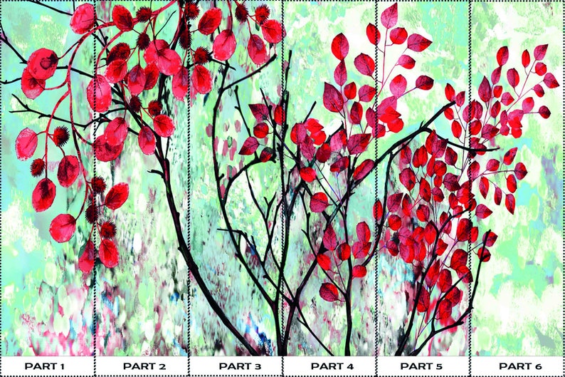 Buy Red Trees Wall Art, Abstract Wall Stickers, View Wall Decor, Winter
