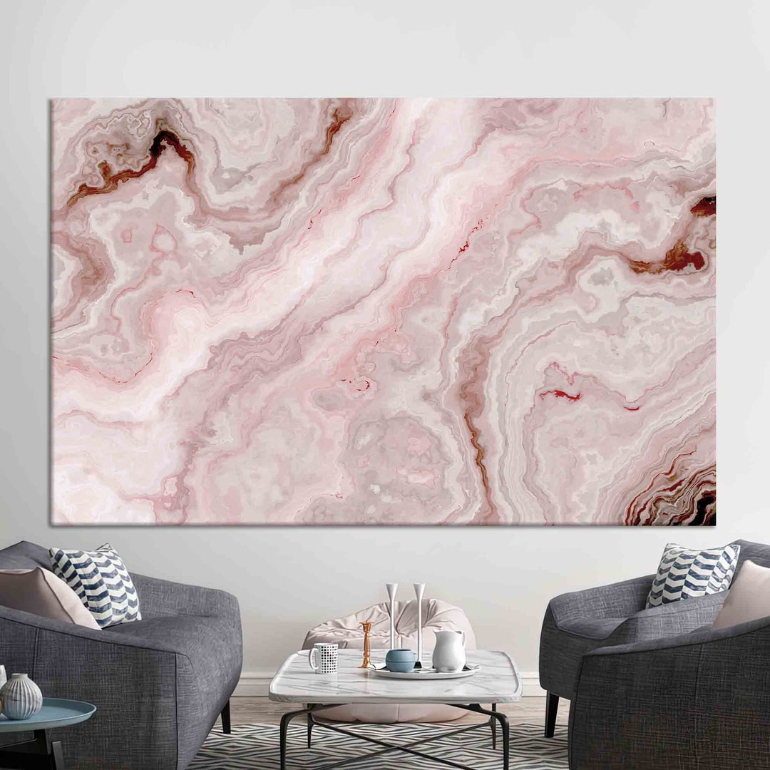 Soft Pink Marble Texture Wall Art, Elegant Abstract Stone Design on ...