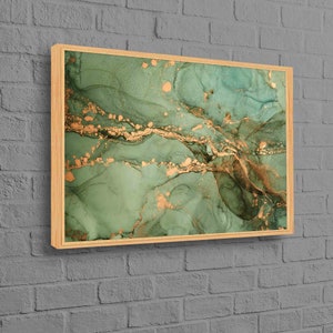 Green And Gold Marble, Contemporary Wall Art, Gold Art, Luxury Marble Wall Decor, Gold Marble Artwork, Marble Artwork, Alcohol Ink Canvas,