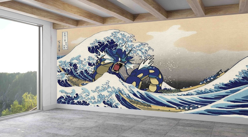 The Great Wave Wall Art, Wave Off Kanagawa Wall Art, Wallpaper Art, Japanese Wall Paper, Famous Wallpaper, 3D Wallpaper, Contact Paper, image 1