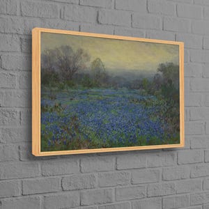 Large Canvas, Floral Wall Art, Julian Onderdonk Printed, Reproduction Artwork, 3D Canvas, Fields of Bluebonnets Art, Minimalist Wall Art,