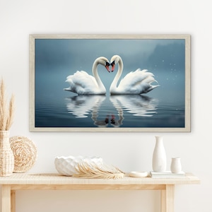 Animal Glass, Glass Wall Decor, Swan Wall Hanging, Love Wall Art, Personalized Gift For Her, Swans In Love Wall Decor, Framed Wall Art,