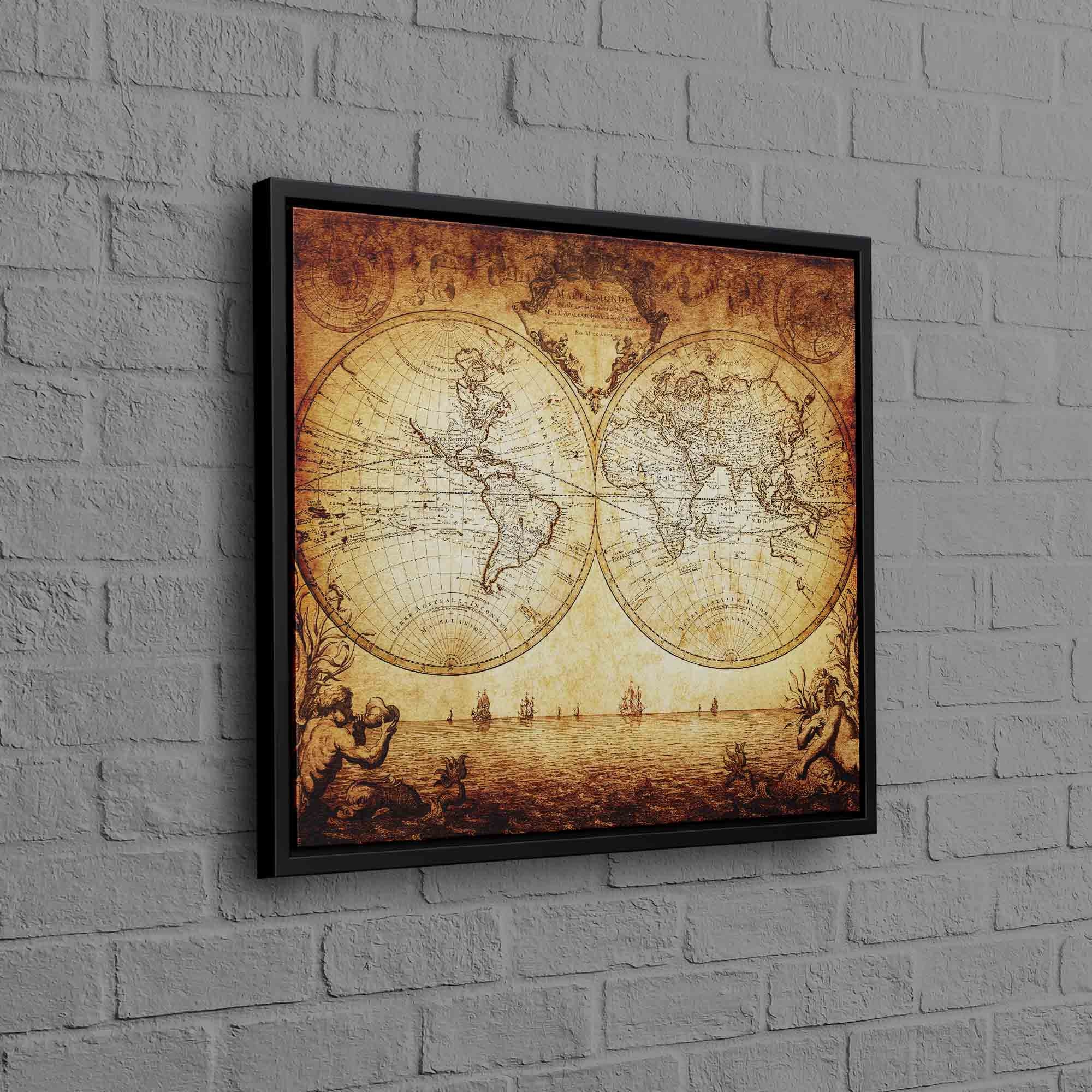 Vintage World Map Map Canvas Old World Map Art Canvas Old Etsy