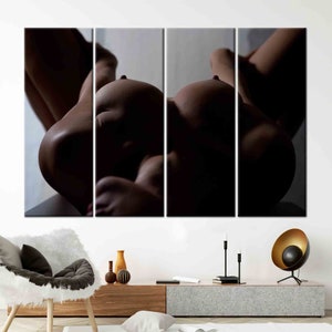 Sexy Woman Wall Decor, Sexy Wall Art, Erotic Artwork, Naked Woman Art, Naked Breast Poster, Nude Poster, Naked Woman Photo Print, Mature Art 4P-Gallery Wrapped