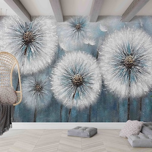 Gift For Her, Dandelion Lover Gift Wall Print, Trendy Mural, Dandelion Wall Stickers, Flower Wall Mural, 3D Wall Paper, Flowers Wall Art,