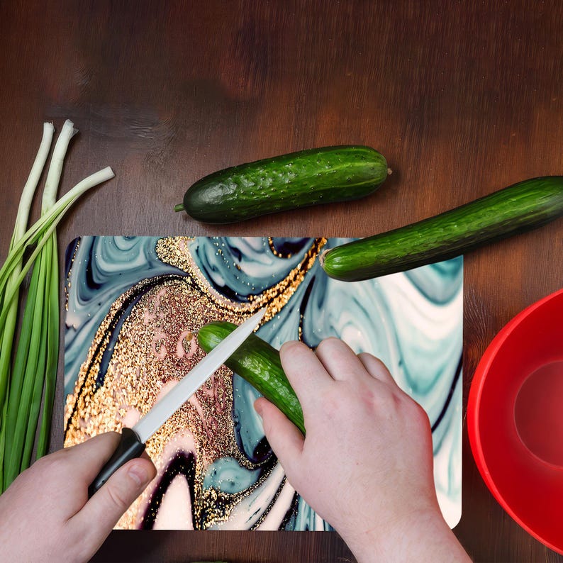 Modern Chopping Board, Blue Marble Chopping Board, Trendy Serving Board