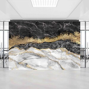 Moderne Marmor Tapete, Schwarz und Gold Marmor Wand-Papier, Luxus Marmor Papier Handwerk, Modernes Wandbild, Wanddekorationen,