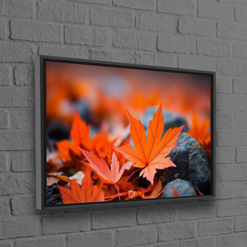 Autumn Leaves Canvas Wall Art, Nature Inspired Fall Artwork, Orange ...