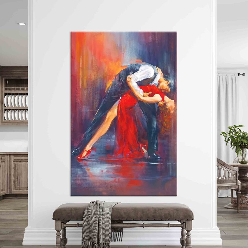 Wandkunst Leinwand, 3D Wandkunst, 3D Leinwand, Tanzendes Paar Gemälde Druck, Tango Paar Poster, Tanzendes Paar 3D Leinwand, Tanz Poster, Bild 3