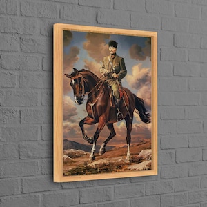 Ataturk Riding Horse Printed, Famous Artwork, Horse Wall Decor, Turkish Wall Art, Mustafa Kemal Art, Ataturk Atatürk Artwork, Large Wall Art
