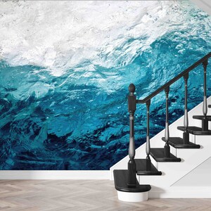 Ocean Water Wall Art, Self Adhesive Paper, 3D Papercraft, Blue Tones Paper Craft, Blue Wall Poster, View Mural, Wallpaper Peel And Stick, image 5