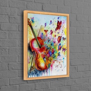 Violinist For Gift, Colorful Abstract Wall Art, Violin Wall Art, Contemporary Art, Colorful Canvas Art, Butterfly Wall Art, Violin Painting