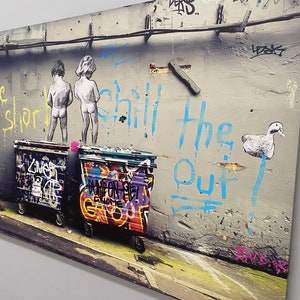 Banksy Life Is Short, Banksy Leinwand, Banksy zwei Jungen, Wandkunst Leinwand, Street Art Druck, Graffiti-Malerei, Urbane Kunst, Graffiti-Wanddekor,