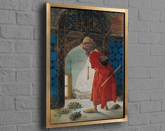 Der Schildkrötentrainer, Wand Kunst Leinwand, Osman Hamdi Bey Wandkunst, Osman Hamdi Kunst Leinwand, Reproduktion Wandkunst, Berühmter Tisch, Vintage Kunst,
