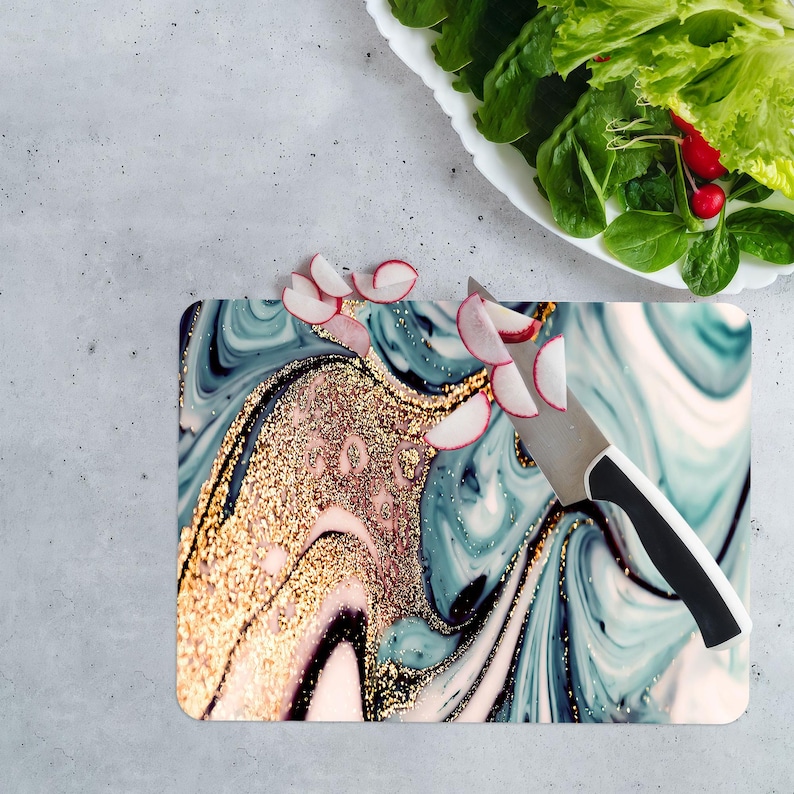 Modern Chopping Board, Blue Marble Chopping Board, Trendy Serving Board
