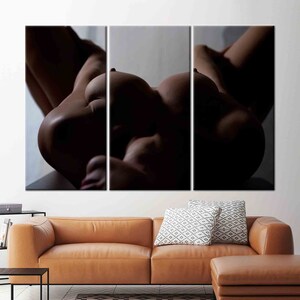 Sexy Woman Wall Decor, Sexy Wall Art, Erotic Artwork, Naked Woman Art, Naked Breast Poster, Nude Poster, Naked Woman Photo Print, Mature Art 3P-Gallery Wrapped