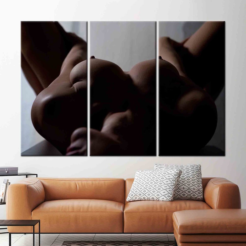 Sexy Woman Wall Decor, Sexy Wall Art, Erotic Artwork, Naked Woman Art, Naked Breast Poster, Nude Poster, Naked Woman Photo Print, Mature Art 3P-Gallery Wrapped
