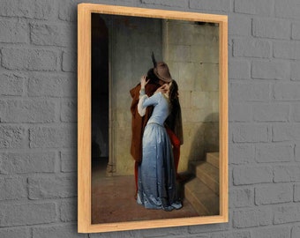 Italian Romanticism Canvas, The Kiss by Francesco Hayez (Framed or