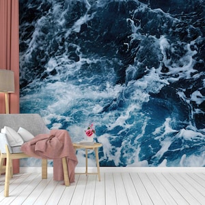 Sea Landscape Wall Decor, Aesthetic Ocean Mural, 3D Wall Art, Sea Paper Art, Landscape Digital Paper, Stick On Wallpaper Art Deco,