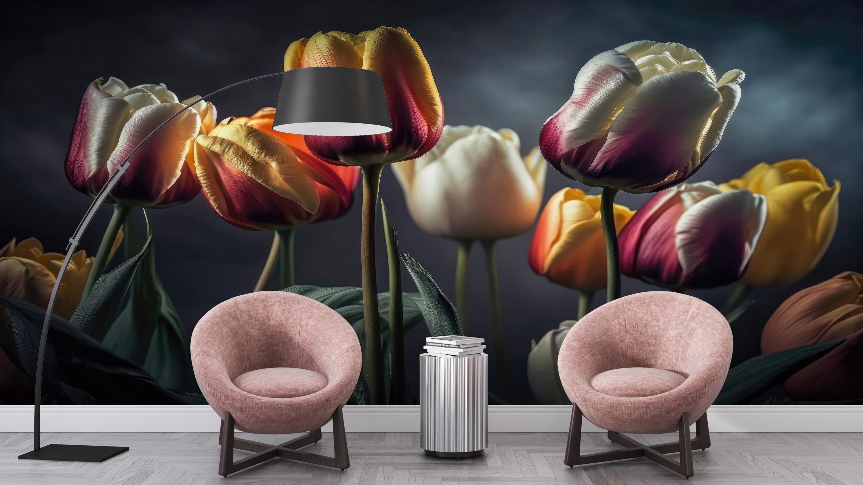 Tulip Wallpaper, Tulip Wall Decor, Tulip Poster, Modern Wallpaper ...