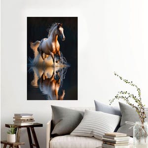 Large Wall Art, Horse Lover Wall Art, Animal Tempered Glass, Horse Tempered Glass, Runnig Horse Wall Decoration, Canvas Wall Art,