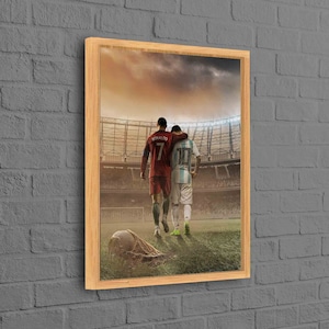 Lionel Messi Cristiano Ronaldo, Football Wall Decor, Man Cave Printed, Messi Art Canvas, Ronaldo Art Canvas, Famous Poster,