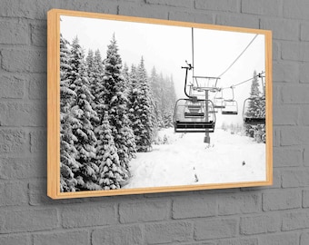 Wall Art, Wall Art Canvas, Ski Resort Wall Art, Canvas Art, Skii Lift, Winter Landscape Printed, Snow Wall Art, Skii Lift 3D Canvas,