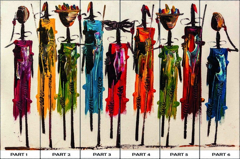 Buy Abstract People Wall Stickers, Masai People Painting Mural, Modern