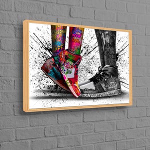 Shoes Graffiti Canvas Decor, Love in Shoes Canvas, Custom Wall Hanging, Living Room Wall Art, 3D Canvas, Love Graffiti Canvas Print,
