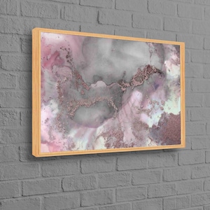 Mármol rosa y gris, póster de mármol rosa, arte de mármol gris, arte en lienzo rosa, lienzo abstracto, lienzo moderno, arte con tinta de alcohol,