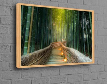 View Wall Decor, Kyoto Art, Nature Poster, Kyoto Landscape Art Canvas, Forest Artwork, Bamboo Forest Canvas, Bamboo Wall Decor,