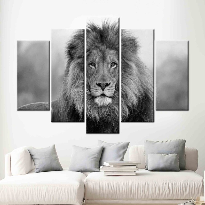 Lion Photo Print, Wild Lion Artwork, Loft Poster, Animal Wall Art, Wild Animal Poster, Lion Wall Art, Wildlife Art, Animalistic Canvas, 5P Mix-Gallery Wrap