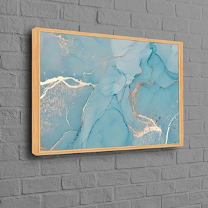Turquoise Marble Art Canvas, Silver Marble Painting, Abstract Art, Modern Marble Poster, Modern Printed, Marble Art Canvas, Marble Wall Art,
