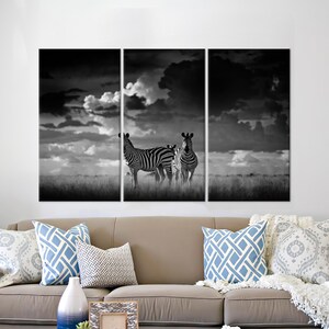 Svartvit väggbonad, Dekorativ canvas, Julklappar, Zebrakonst, Väggdekor med djur, Väggbonader med afrikansk savann, Gåvor,
