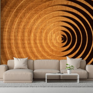 Modern Wall Decals, Wood Texture Wall Paper, Geometric Shapes Mural, Circular Beech Wood Plate Wallpaper, Wallpaper Patent, Shapes Wall Art,