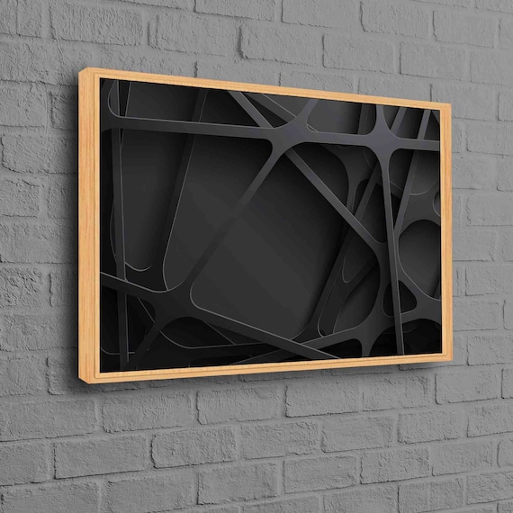Black Canvas, Abstract Black Artwork, Fashion Canvas, Metallic Effect Canvas Art, Abstract Canvas Art, 3d Effect Canvas, Black Wall Decor,