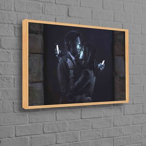 Banksy Handy Liebhaber, Paar Graffiti Poster, Handy Liebhaber 3D Leinwand, Banksy Frau und Mann Leinwand Poster,