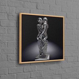 Metallic Küssende Paar, Silber Paar Wandkunst, Metallic Paar Poster, Moderne Leinwand, Abstrakte Wand-Dekor, 3D Paar Kunst,