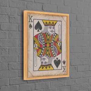 Arte delle carte, poster del re di cuori, stampa di carte da gioco, tela con carte da gioco del re, tela di arte astratta, decorazione da parete per la sala giochi, tela del re,