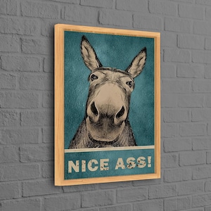 Baby Junge Geschenk, personalisiert, lustige Esel Wand Dekor, Toilette gedruckt, schöner Esel Leinwand Kunst, Tier Wandbehänge, große Leinwand Kunst,