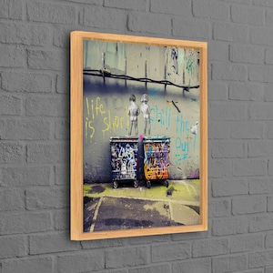 Banksy Life Is Short, Banksy Two Boys,Banksy Painting, Banksy Wall Art, Wall Art Canvas, Graffiti Wall Art,Modern Wall Art,Street Art Canvas