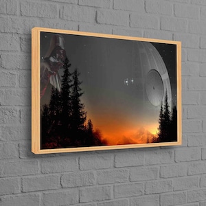 Star Wars, Modern Wall Decor, Sunset Landscape Art, Forest Landscape Wall Art, Death Star Wall Decor, Abstract Wall Decor, image 1